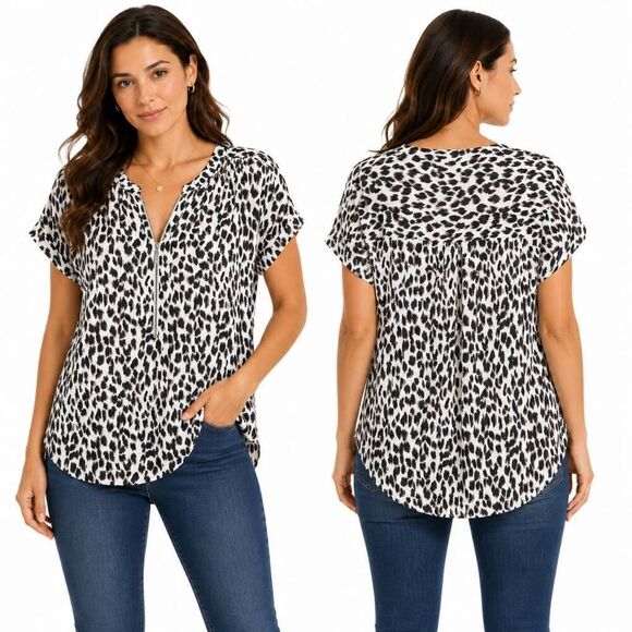 Maurices Tops - Maurices Leopard Print Zip Blouse Medium